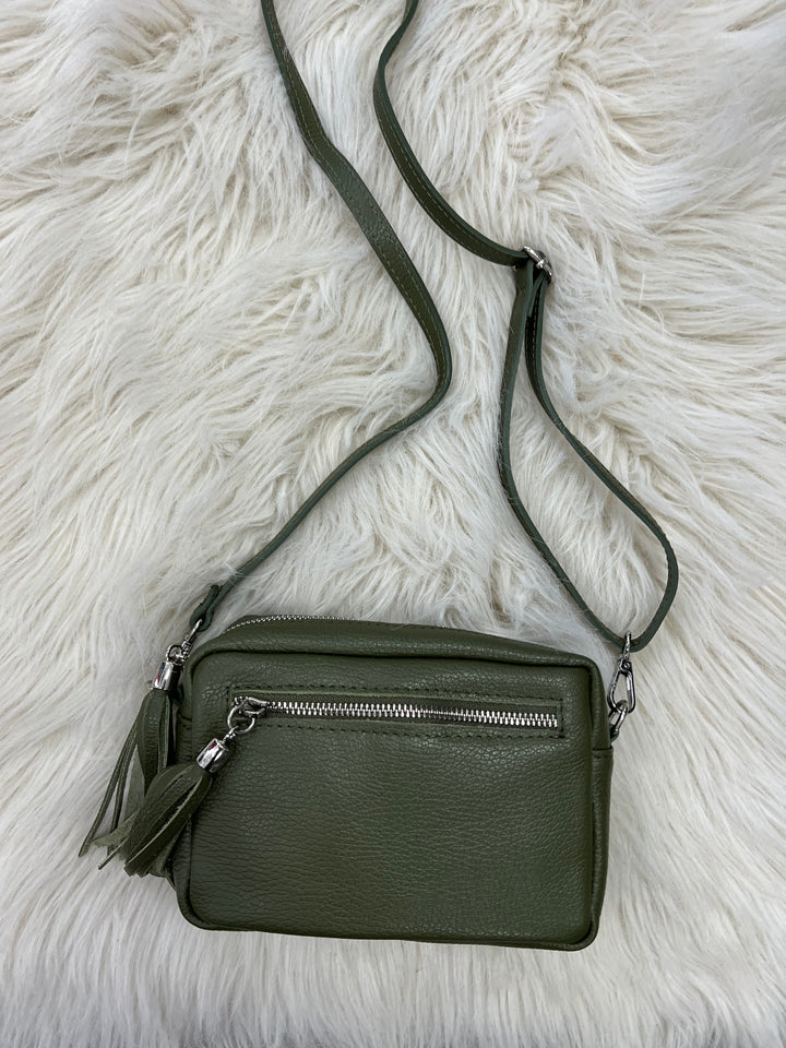 Leather Camera Bag - Khaki