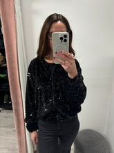 Load image into Gallery viewer, Marley Sequin Bomber Jacket - Black
