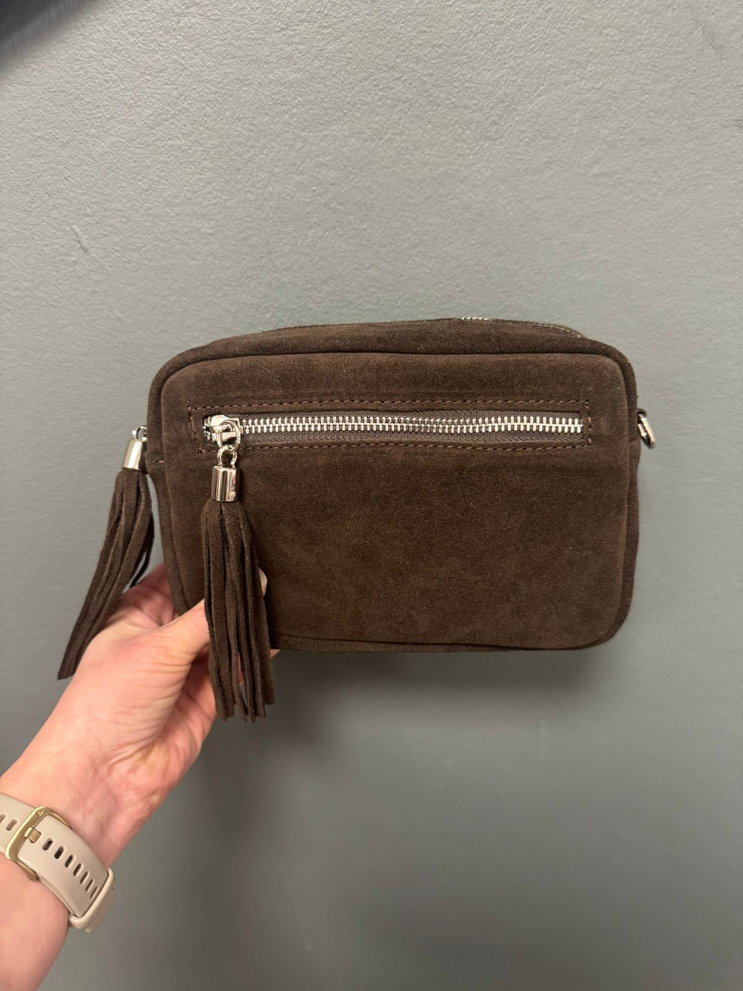 Suede Camera Bag - Chocolate