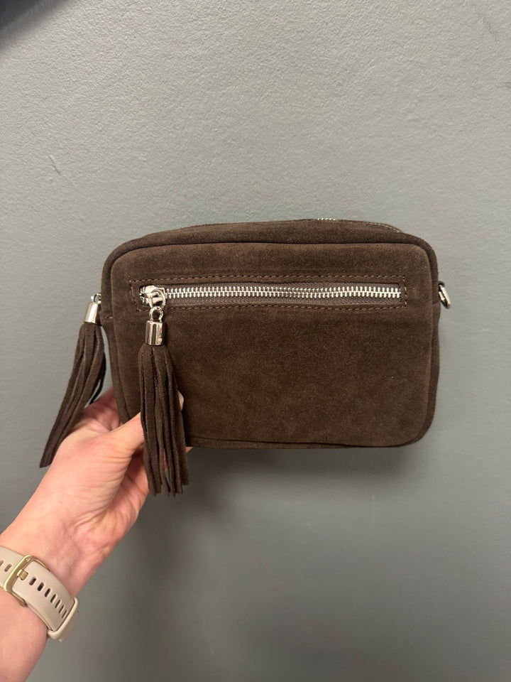 Suede Camera Bag - Chocolate