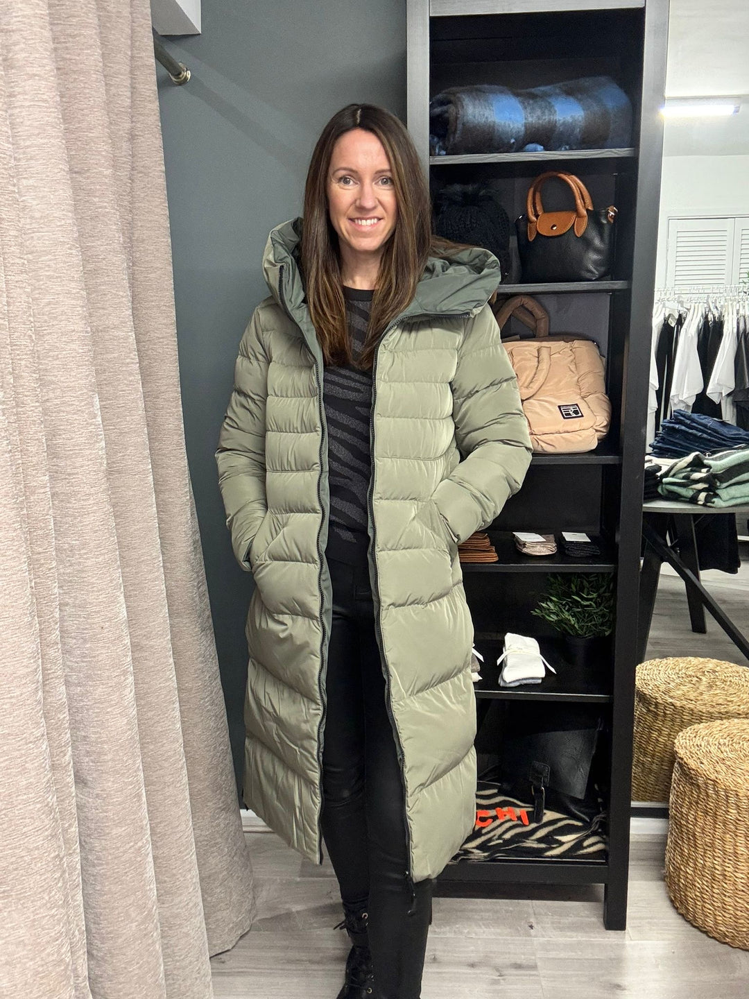 Keila Reversible Coat - Green Ash