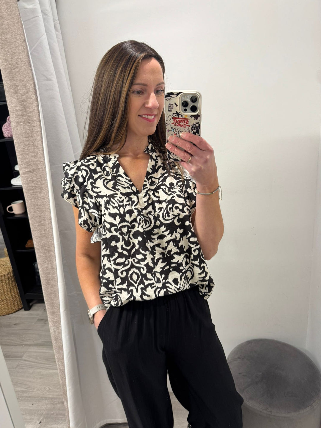 Brianne Blouse - Black Print