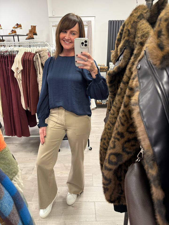 Toxik Jodie Wide Leg Jeans - Dark Beige