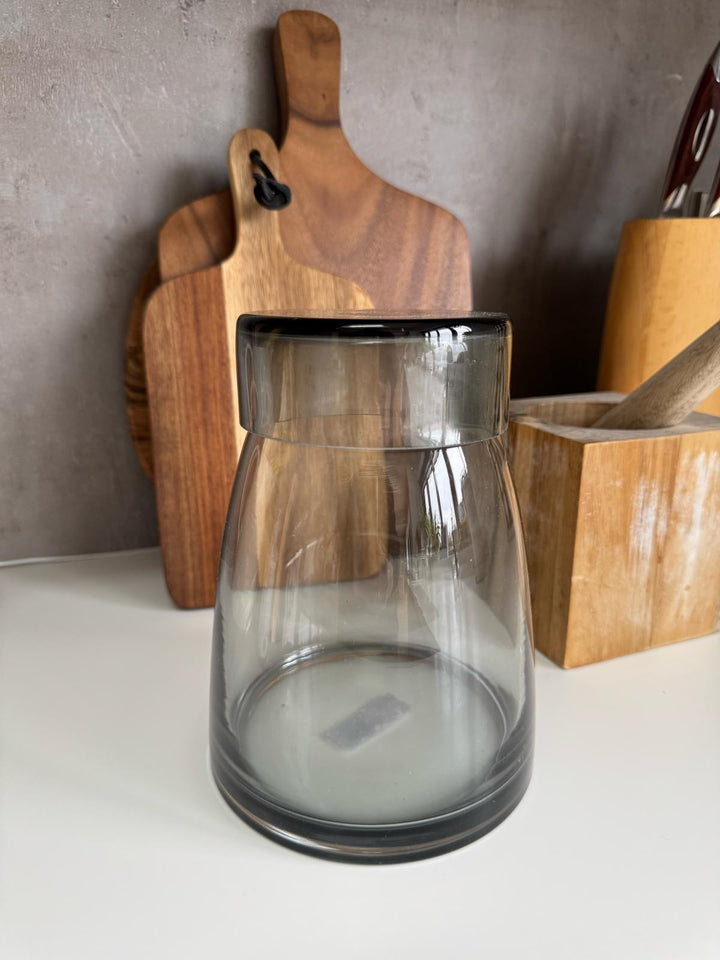 Grey Glass Vase/Storage Jar
