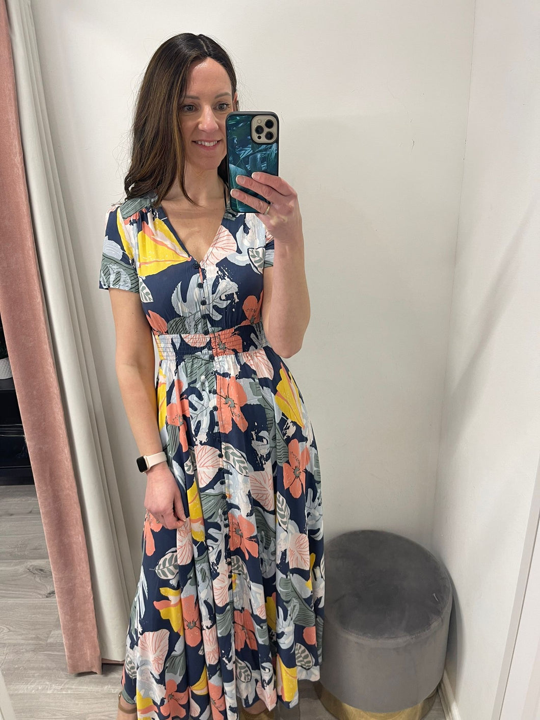 Ciara Printed Maxi Dress - Navy Floral