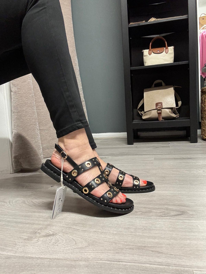 Carmela Daniela Leather Sandals - Black