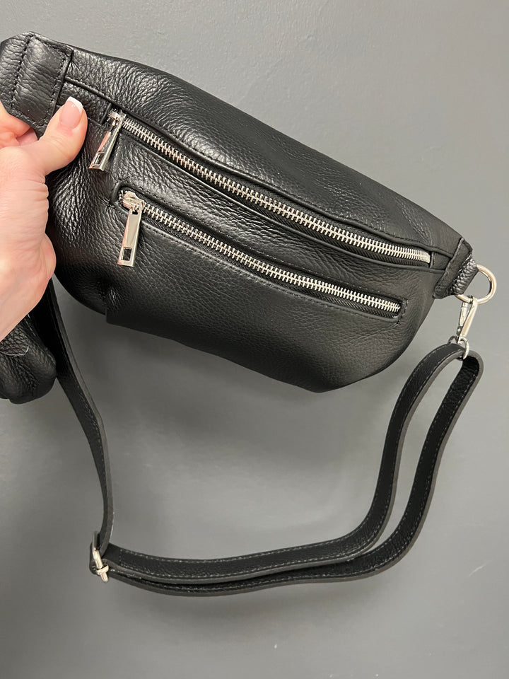 Mae Leather Crossbody Bag - Black