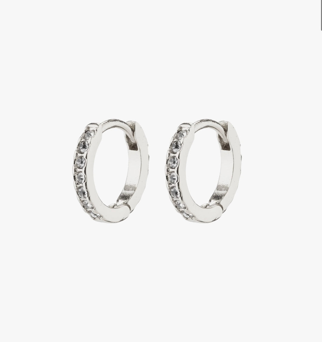 Ebna Crystal Huggies - Silver Plated