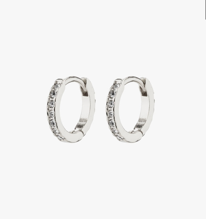 Ebna Crystal Huggies - Silver Plated
