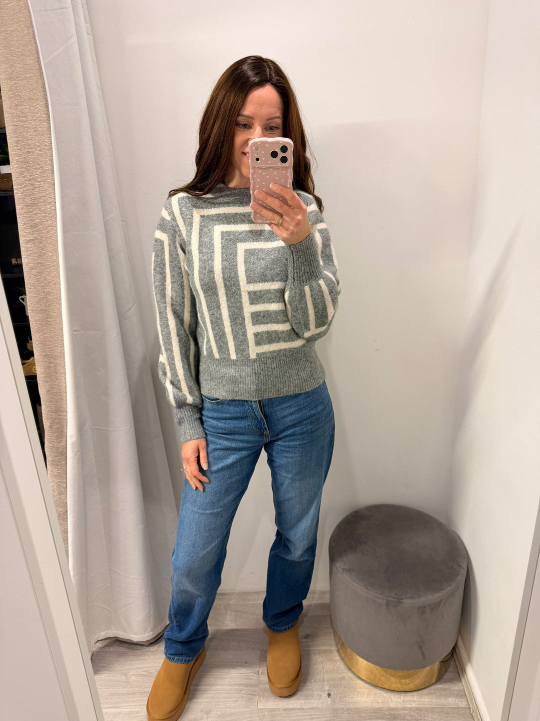 Omea Jumper - Grey Abstract