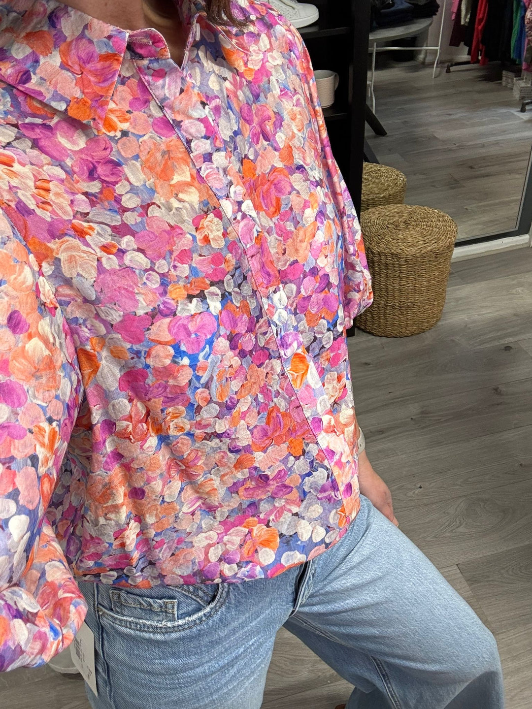 Elena Blouse - Pink Ditsy