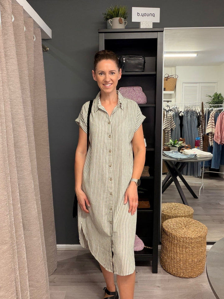 Falakka Shirt Dress - Black Stripe