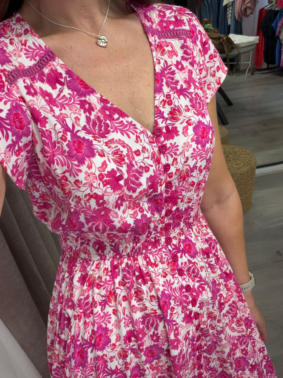 Ciara Midi Dress - Pink Bloom
