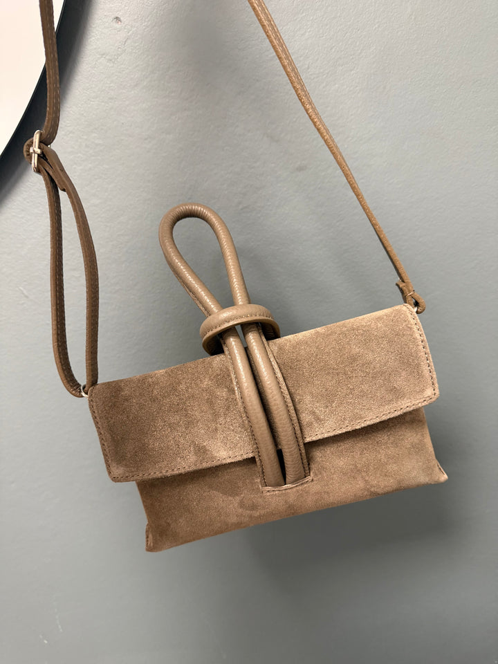 Betty Suede Loop Handle Bag - Taupe