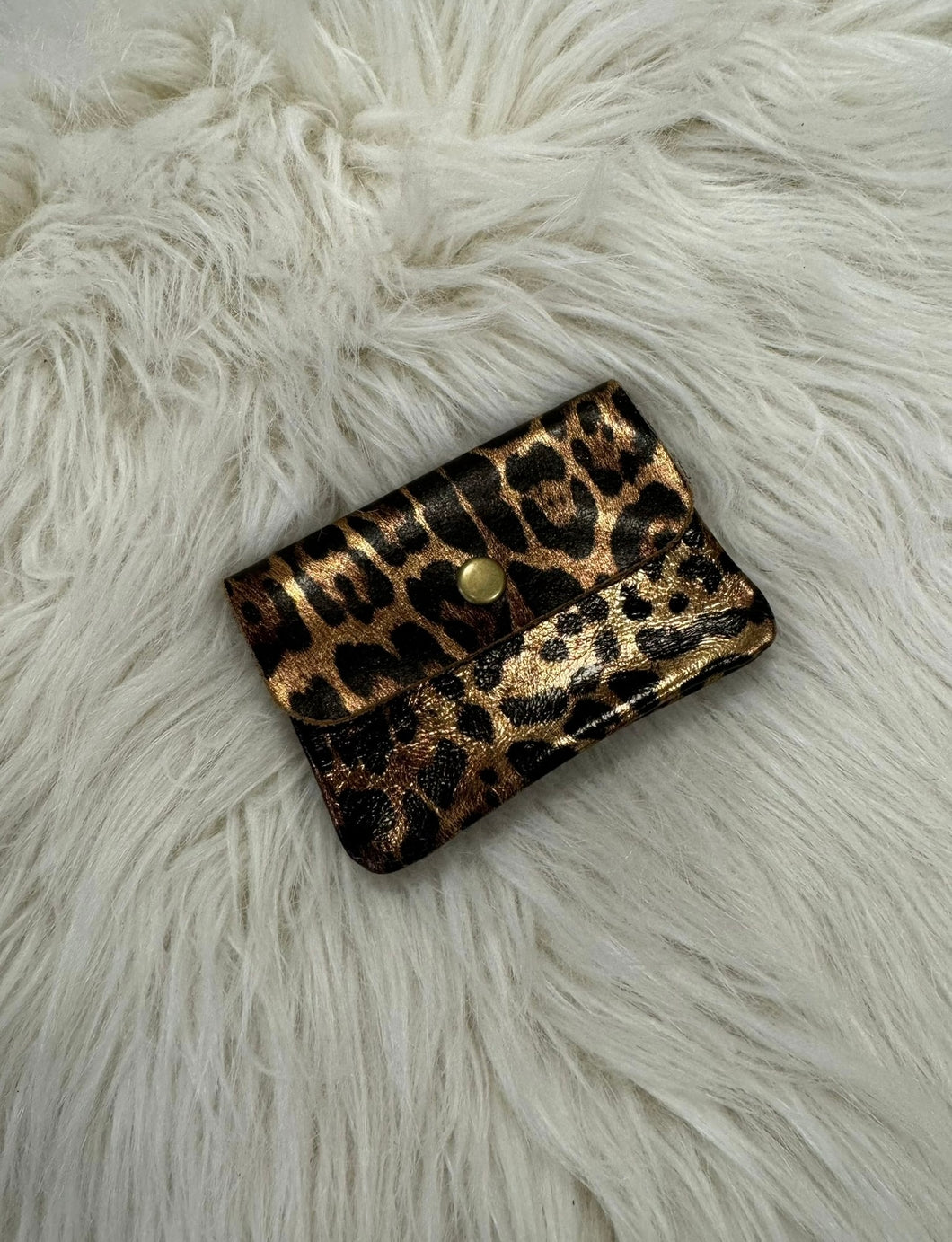 Metallic Leopard Purse - Brown