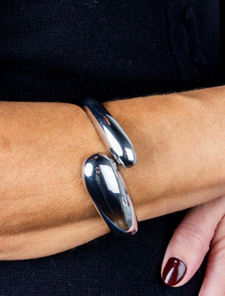Frances Chunky Bangle - Silver Plated