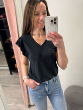 Load image into Gallery viewer, Perl Ruffle Sleeve Tee - Black
