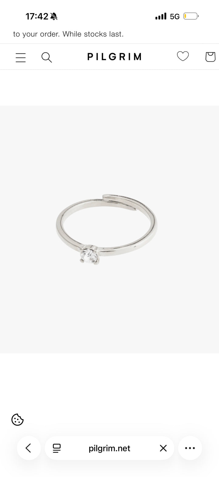 Lulu Crystal Ring - Silver Plated