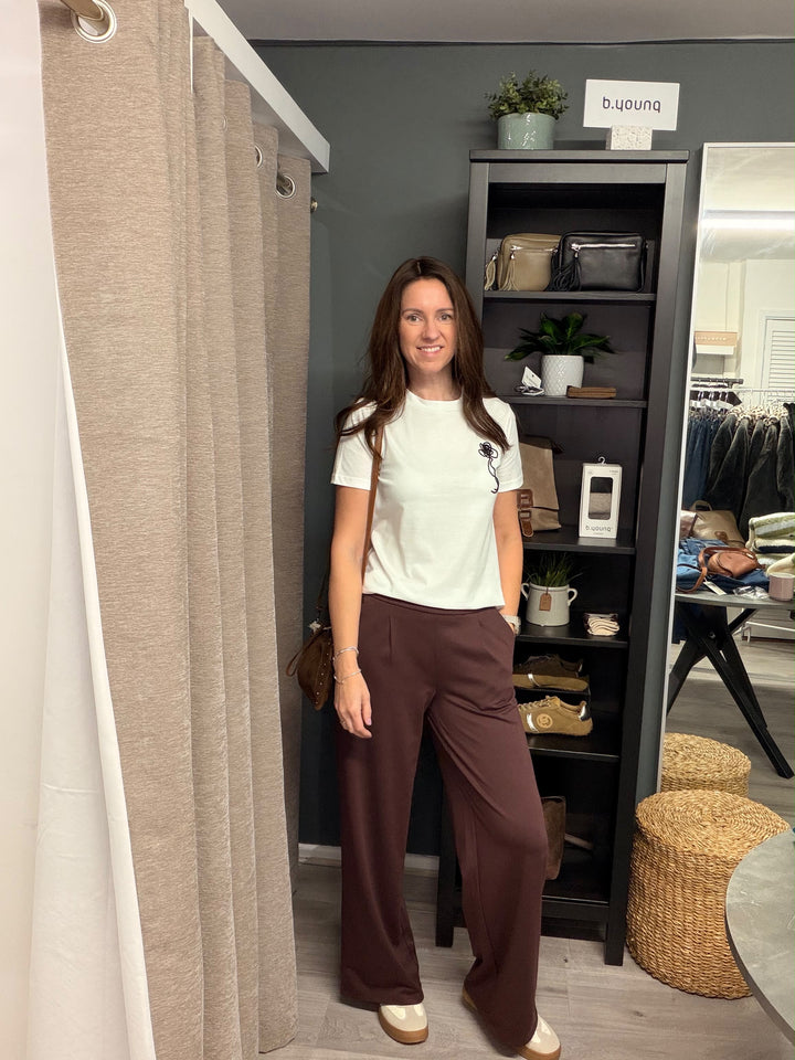 Kate Wide Leg Pants - Fudge
