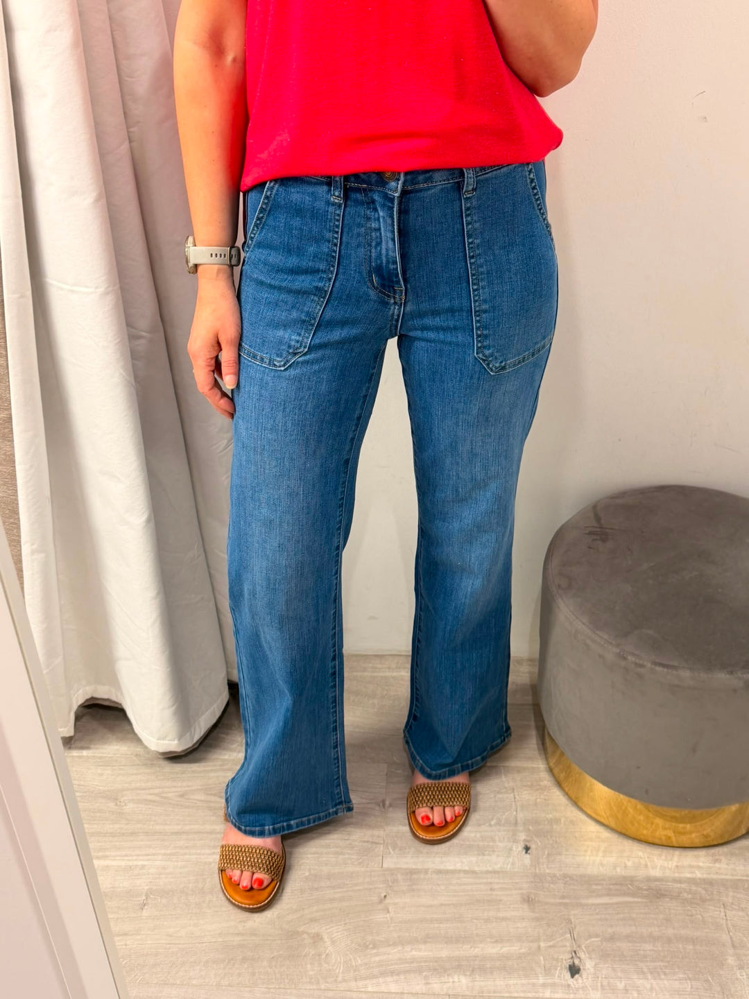 Toxik Jodie Wide Leg Jeans - Mid Blue Wash