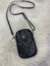 Load image into Gallery viewer, Leather Phone Pouch Bag - Metallic Black

