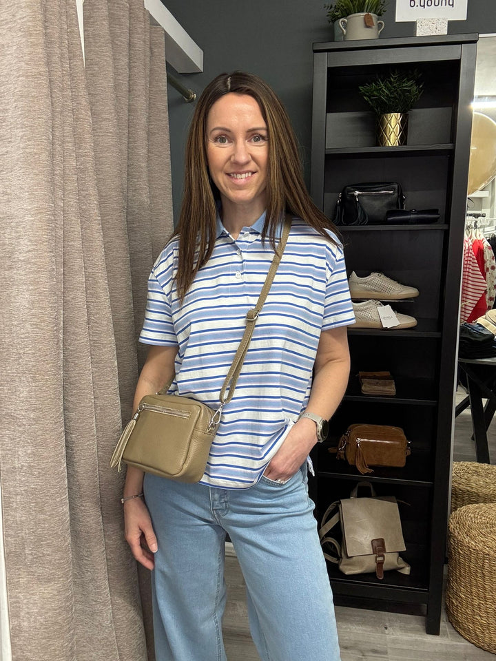 Mira Polo Top - Blue Multi Stripe