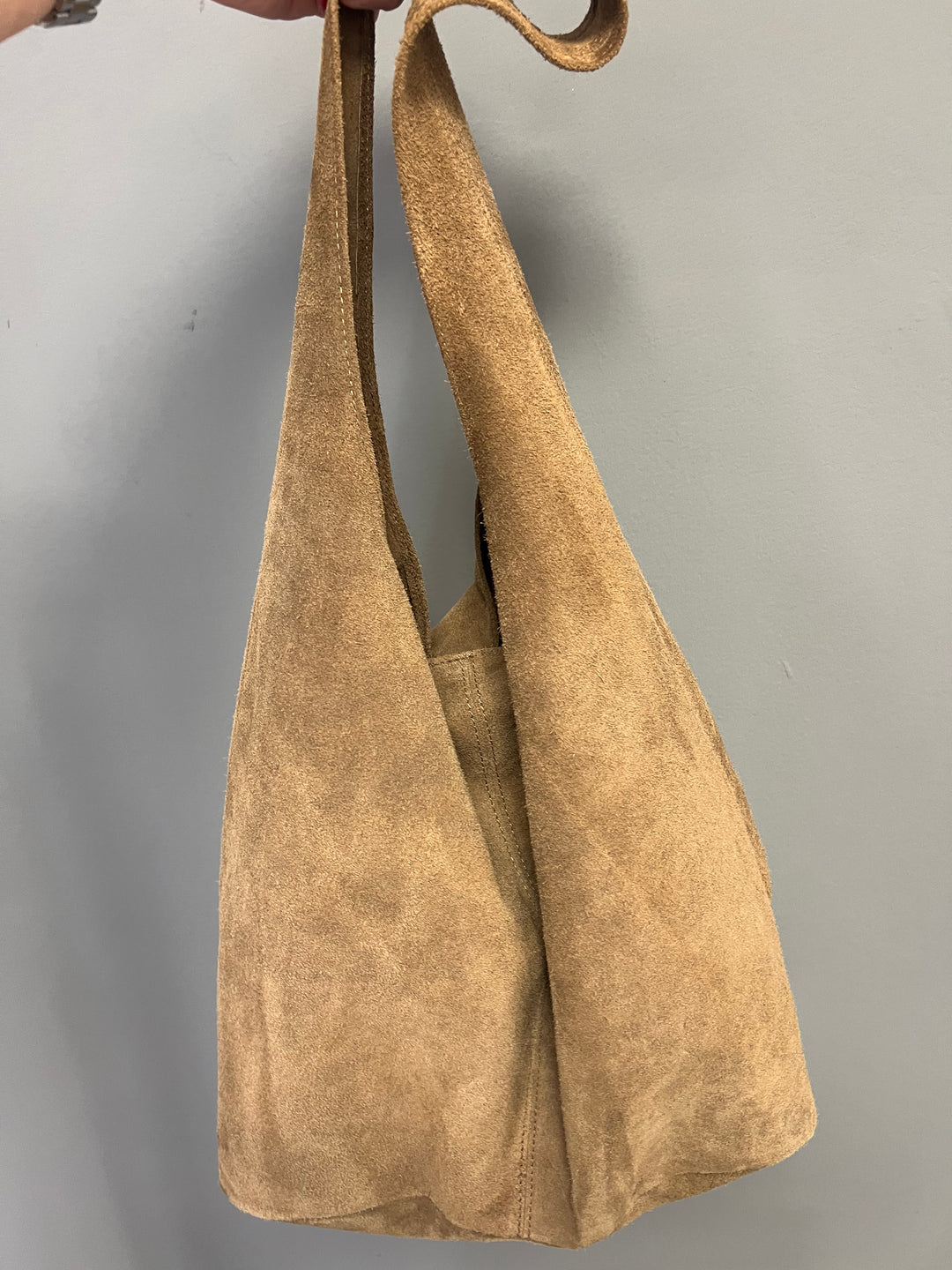 Ana Suede Slouch Bag - Taupe