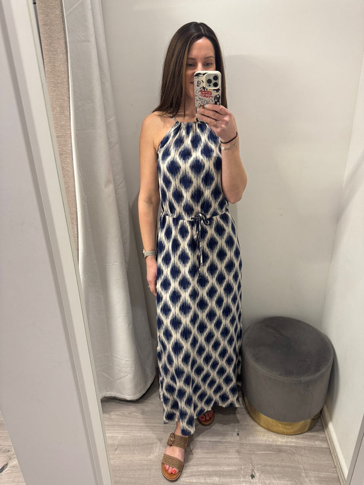 Joella Slip Dress - Blue Ikat