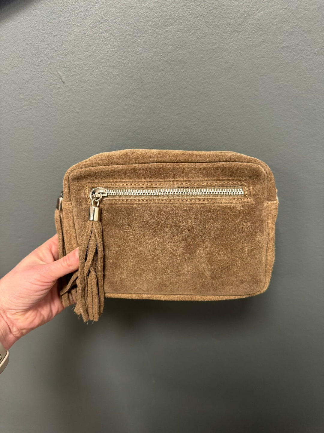Suede Camera Bag - Taupe