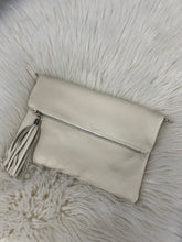 Load image into Gallery viewer, Tori Leather Foldover Clutch - Cream
