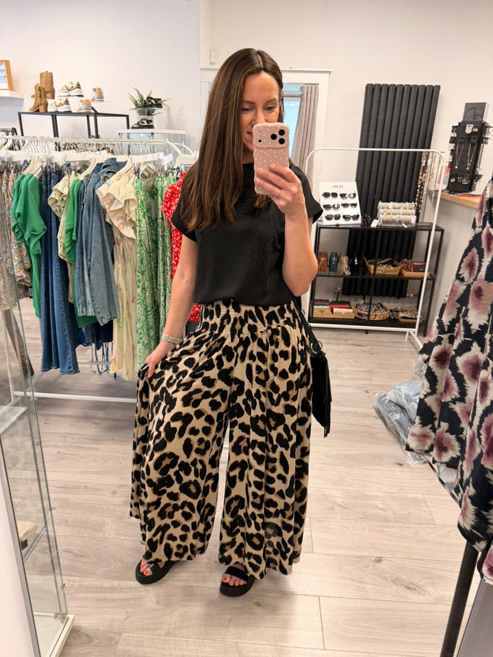 Ameera Palazzo Pants - Leopard Print