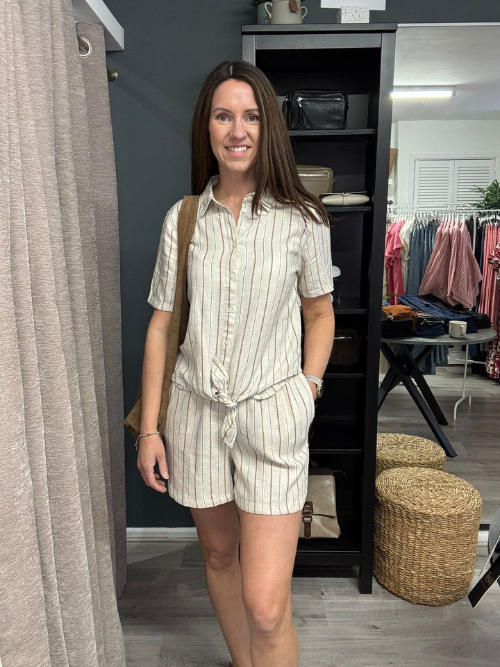Linno Shorts - Brown Stripe