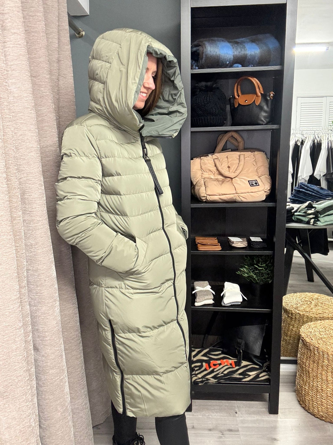 Keila Reversible Coat - Green Ash