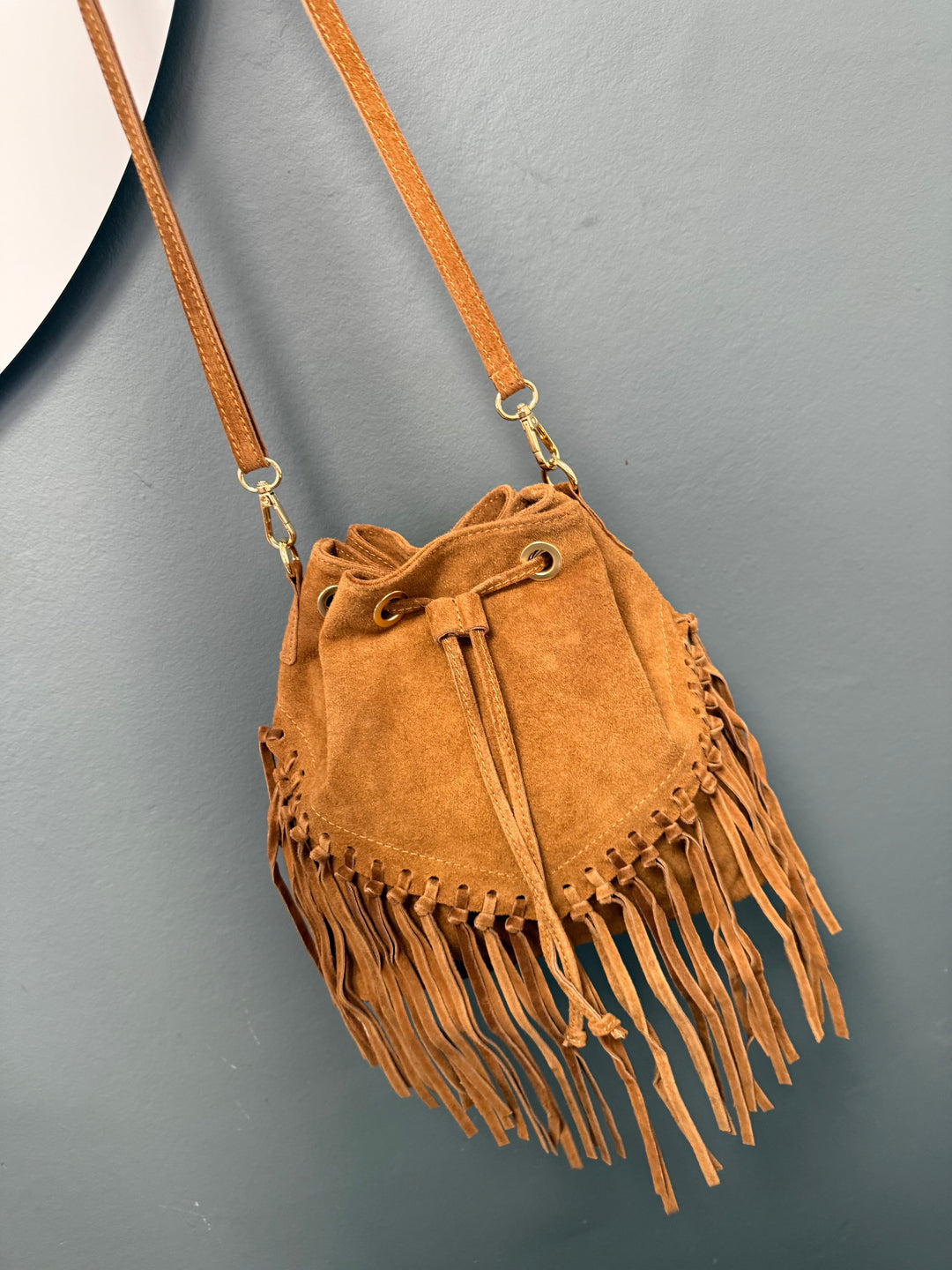Alma Tassel Suede Bag - Tan