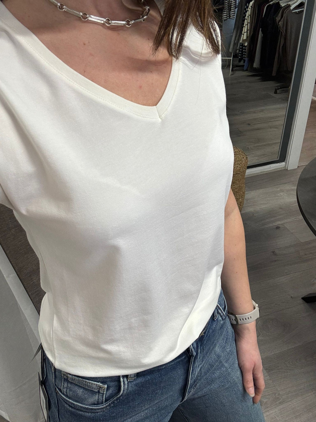 Pamila V Neck T-shirt - Off White
