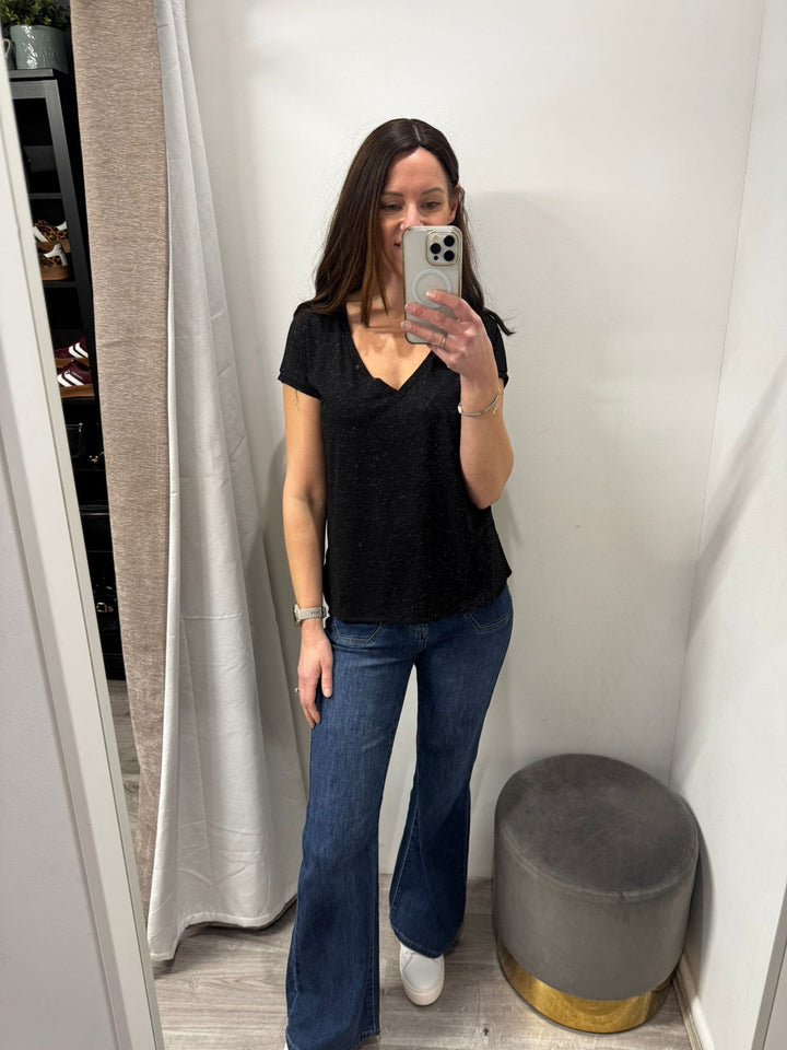 Rebel V Neck T-shirt - Black