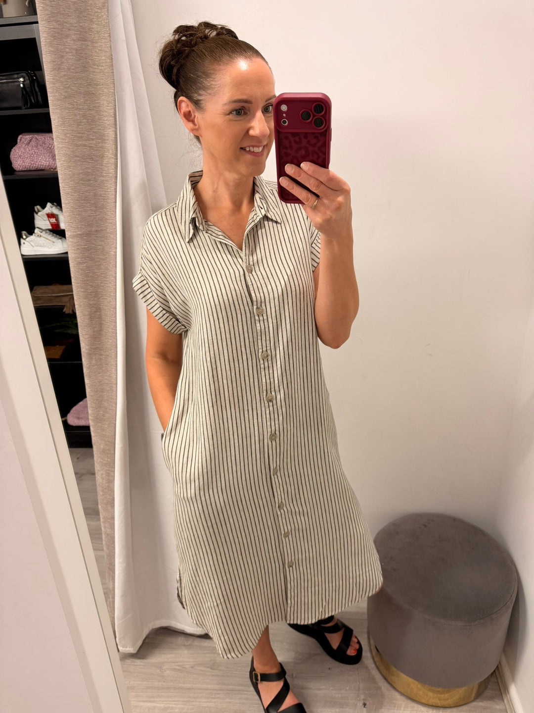 Falakka Shirt Dress - Black Stripe