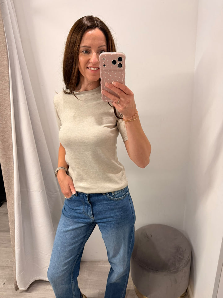 Luls O-Neck Top - Oatmeal Melange