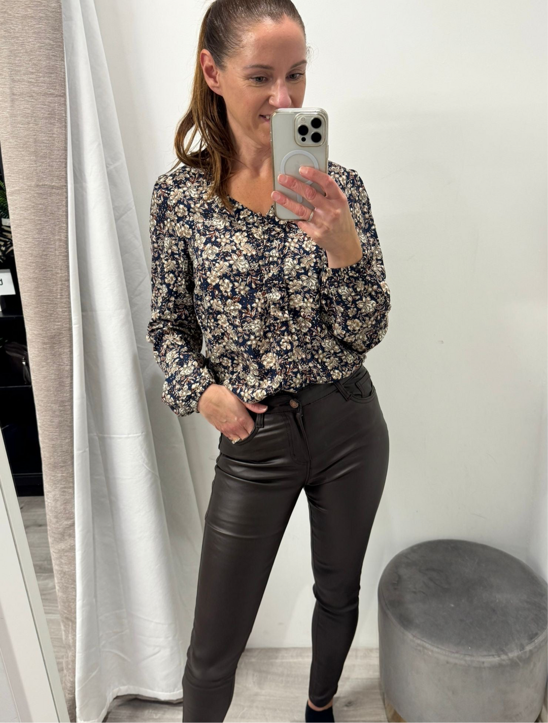Toxik Leather Look Jeans - Chocolate