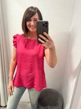 Load image into Gallery viewer, Frill Sleeve Blouse - Raspberry
