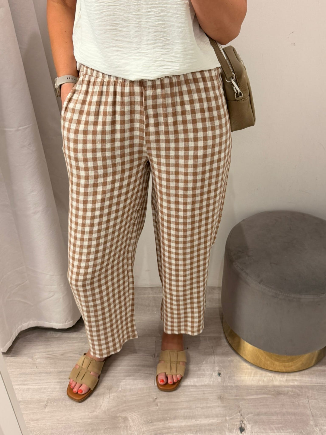 Falakka Cropped Pants - Checked