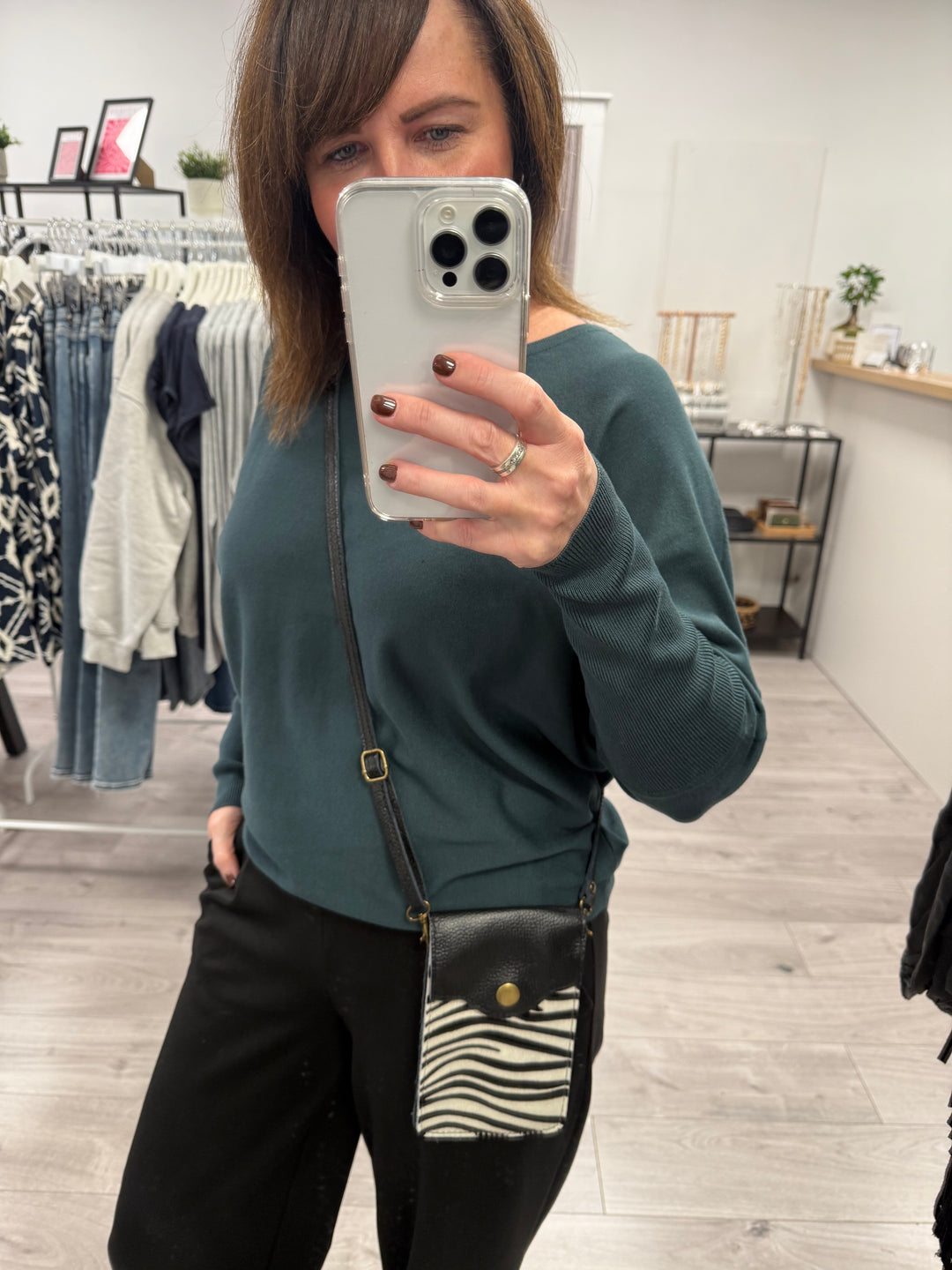 Zara Leather Phone Pouch Bag - Zebra