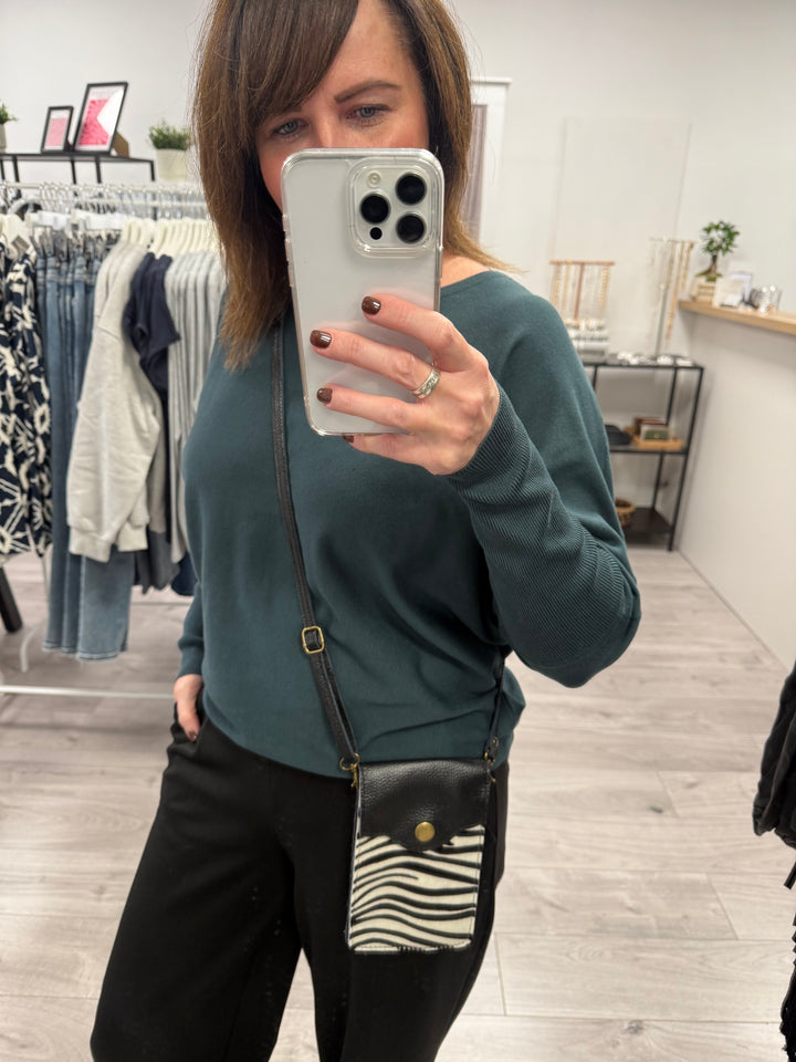 Zara Leather Phone Pouch Bag - Zebra