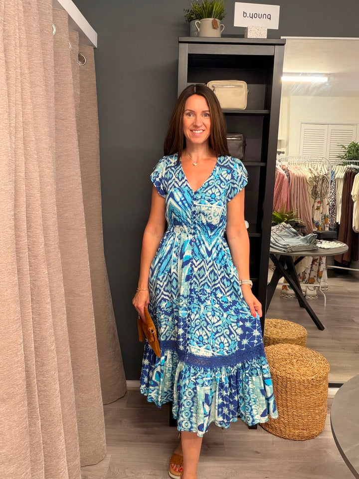 Ciara Midi Dress - Azure Wave