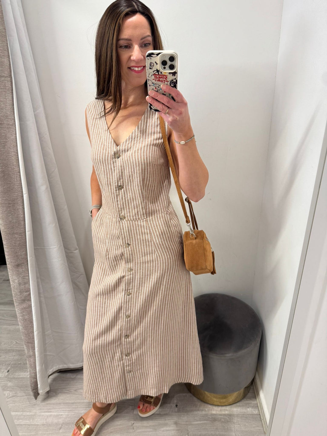 Falakka Button Dress - Woodsmoke