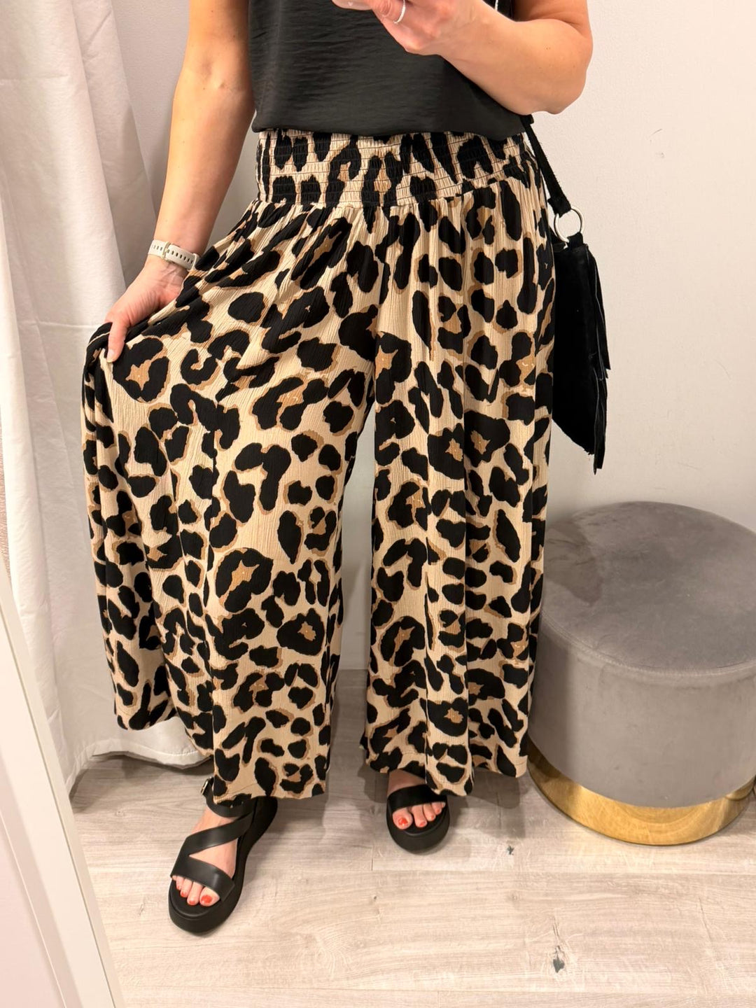 Ameera Palazzo Pants - Leopard Print