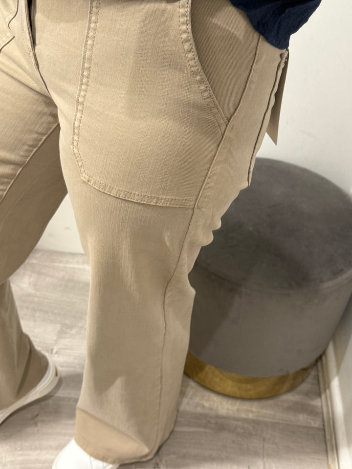 Toxik Jodie Wide Leg Jeans - Dark Beige