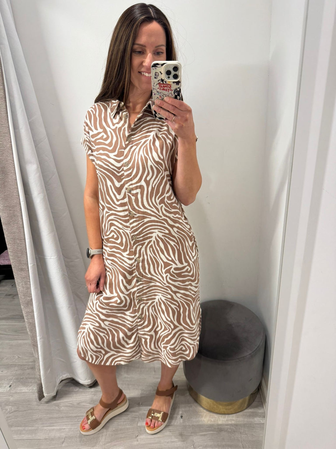 Falakka Shirt Dress - Animal Brown