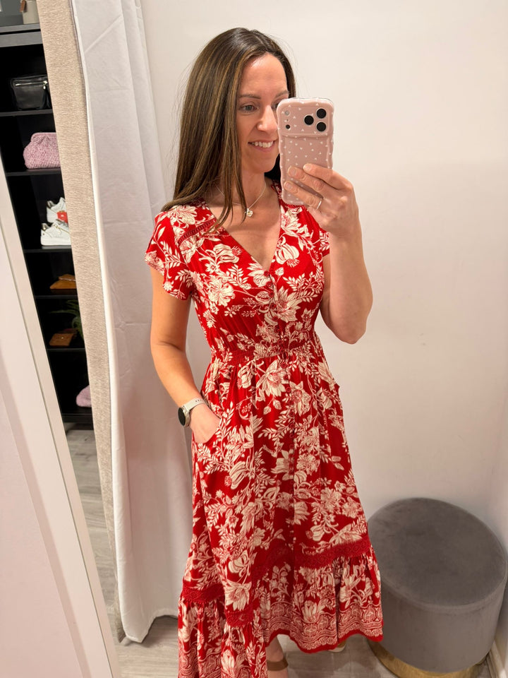 Ciara Midi Dress - Riviera Red