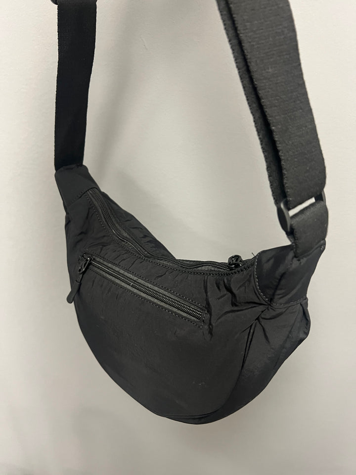 Hallie Nylon Crossbody Bag - Black